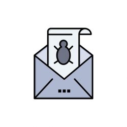 Bug, Emails, Email, Malware, Spam, Threat, Virus  Flat Color Icon. Vector icon banner Template